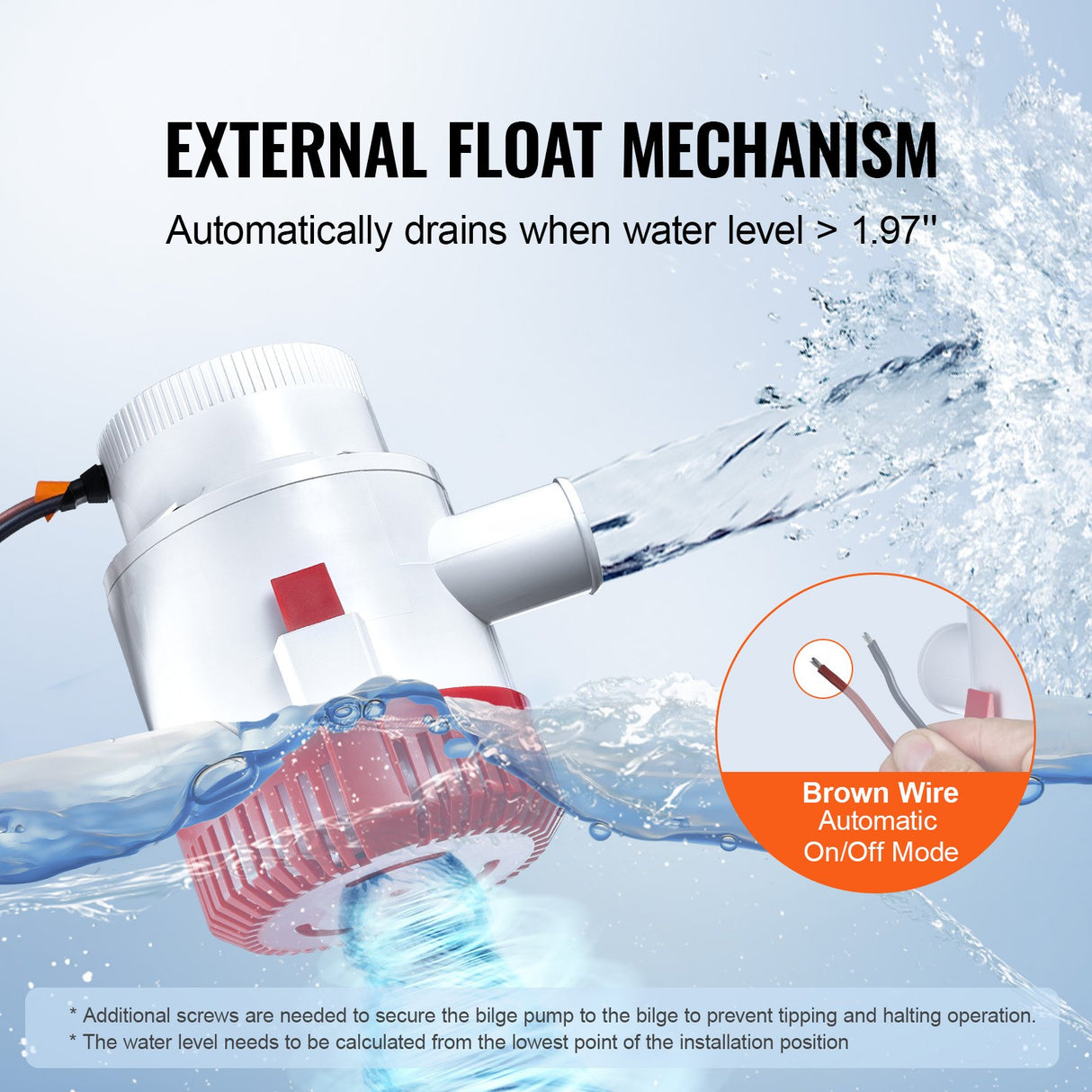 VEVOR Bilge Pump, 3000GPH Automatic Submersible Boat Bilge Water Pump with Float Switch, 40 mm Outlet Diameter, Small Boat Bilge Pump, Marine Electric