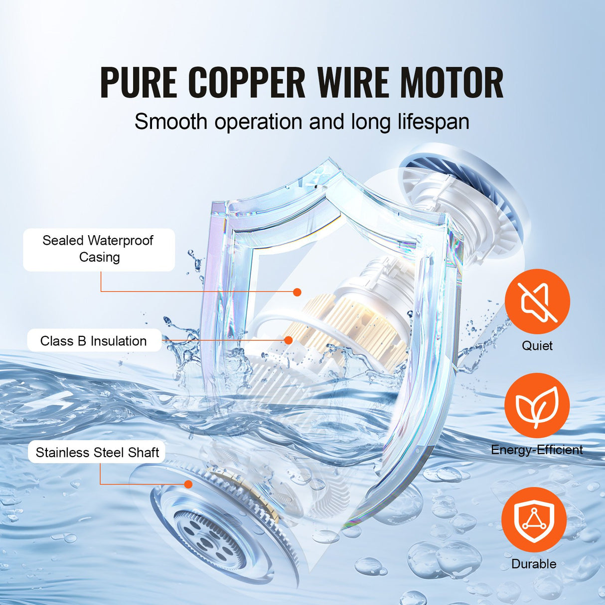 VEVOR Bilge Pump, 3000GPH Automatic Submersible Boat Bilge Water Pump with Float Switch, 40 mm Outlet Diameter, Small Boat Bilge Pump, Marine Electric
