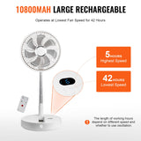 VEVOR 12 Inch Foldable Oscillating Standing Fan with Remote Control, 4 Speed Adjustable Portable Desk Quiet Fan, 7200mah Rechargeable USB Small Fan, Folded Rotating Floor Fan for Bedroom Office Travel - Top-Down View