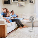 VEVOR 12 Inch Foldable Oscillating Standing Fan with Remote Control, 4 Speed Adjustable Portable Desk Quiet Fan, 7200mah Rechargeable USB Small Fan, Folded Rotating Floor Fan for Bedroom Office Travel - Low Angle