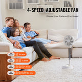 VEVOR 8 Inch Foldable Oscillating Standing Fan with Remote Control, 4 Speed Adjustable Portable Desk Quiet Fan, 7200mah Rechargeable USB Small Fan, Folded Rotating Floor Fan for Bedroom Office Travel - Side View