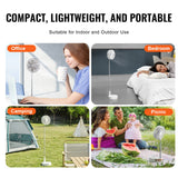 VEVOR 8 Inch Foldable Oscillating Standing Fan with Remote Control, 4 Speed Adjustable Portable Desk Quiet Fan, 7200mah Rechargeable USB Small Fan,
