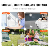 VEVOR 8 Inch Foldable Oscillating Standing Fan with Remote Control, 4 Speed Adjustable Portable Desk Quiet Fan, 7200mah Rechargeable USB Small Fan, Folded Rotating Floor Fan for Bedroom Office Travel - 45-Degree Angle
