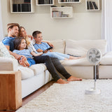 VEVOR 8 Inch Foldable Oscillating Standing Fan with Remote Control, 4 Speed Adjustable Portable Desk Quiet Fan, 7200mah Rechargeable USB Small Fan, Folded Rotating Floor Fan for Bedroom Office Travel - Close-Up Angle