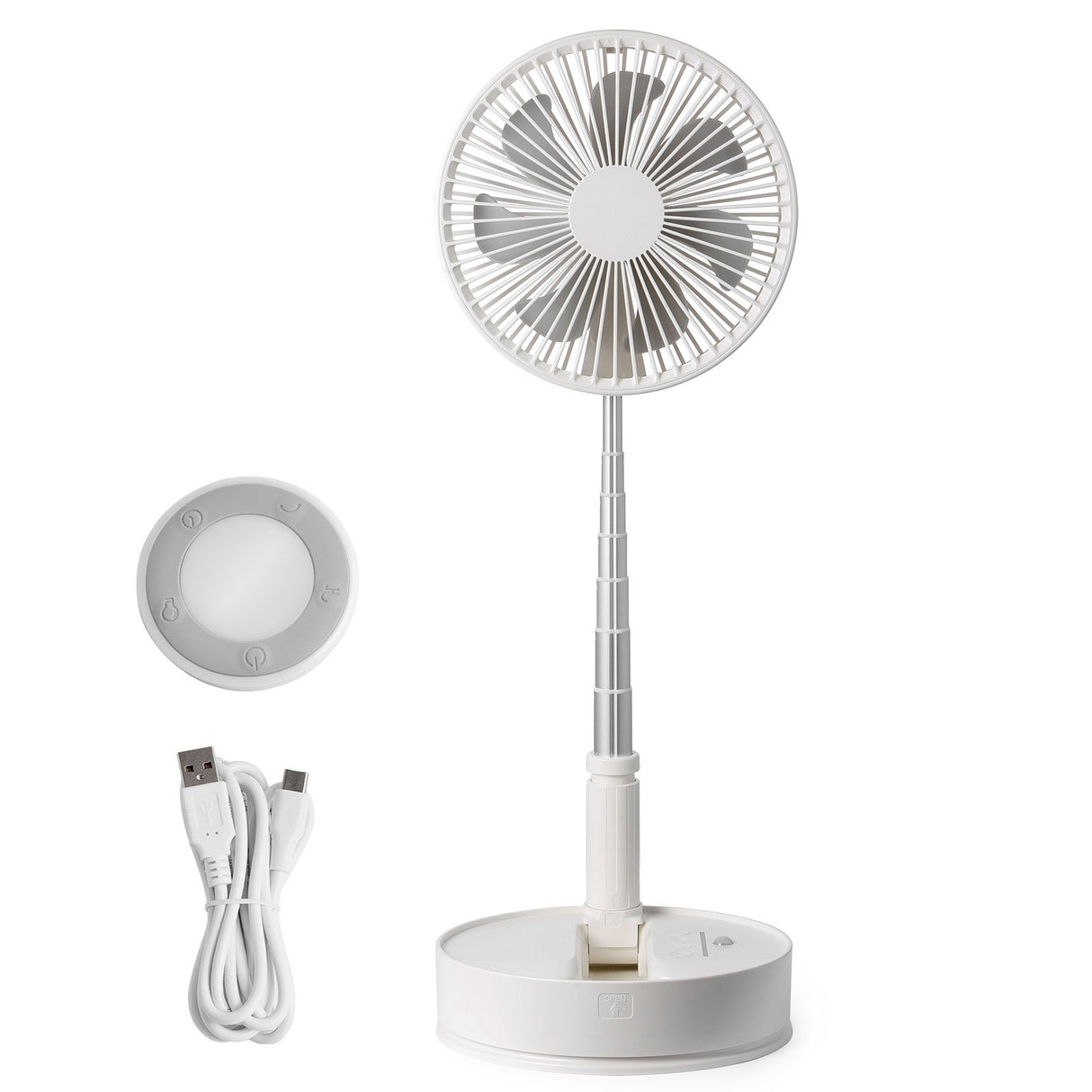 VEVOR 8 Inch Foldable Oscillating Standing Fan with Remote Control, 4 Speed Adjustable Portable Desk Quiet Fan, 7200mah Rechargeable USB Small Fan, Folded Rotating Floor Fan for Bedroom Office Travel