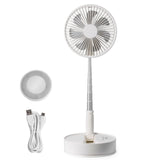 VEVOR 8 Inch Foldable Oscillating Standing Fan with Remote Control, 4 Speed Adjustable Portable Desk Quiet Fan, 7200mah Rechargeable USB Small Fan, Folded Rotating Floor Fan for Bedroom Office Travel - Low Angle