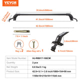 VEVOR Universal Roof Rack Crossbar for Naked Roof Vehicle Aluminum with Lock - Close-Up Angle