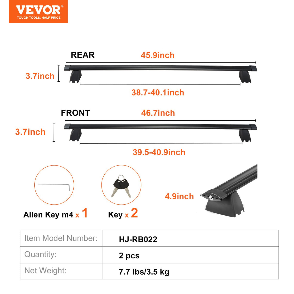 VEVOR Roof Rack Crossbar for JEEP GRAND CHEROKEE 2011-2021 Aluminum with Lock