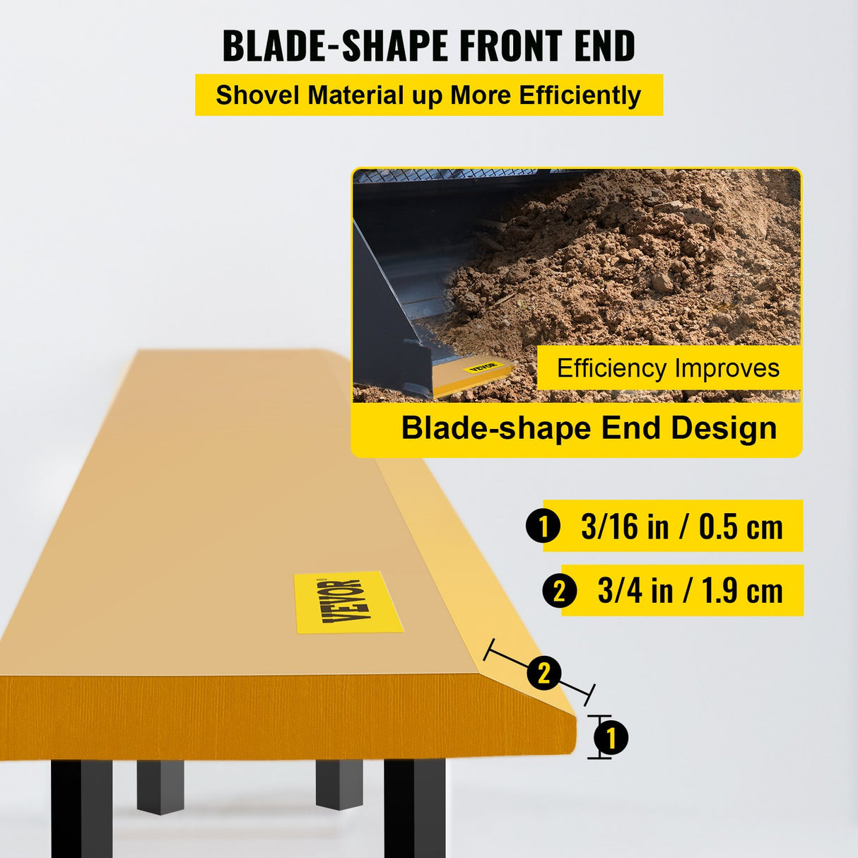 VEVOR Bucket Cutting Edge, 213x10x1.3 Bucket Edge, Weld-on and Bolt-on Advanced Cutting Edge, 16Mn Carbon-manganese Steel Loader Cutting Edge, Skid