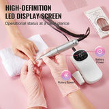 VEVOR Electric Rechargeable Nail Drill, 35,000RPM Portable Cordless Nail E File Machine, LCD-Display Acrylic Gel Grinder Tool with 6 Bits and 50PCS