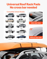 VEVOR Soft Roof Rack Pads 15.5in 176lbs Load Capacity for Kayak Canoe Surfboard - Front View