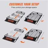 VEVOR Roof Rack Cargo Basket 200 LBS Capacity Extension 64"x39"x6" for SUV Truck