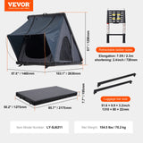 VEVOR Rooftop Tent Hard Shell 2-3 Person Waterproof for Jeep SUV Truck w/ Ladder - Close-Up Angle