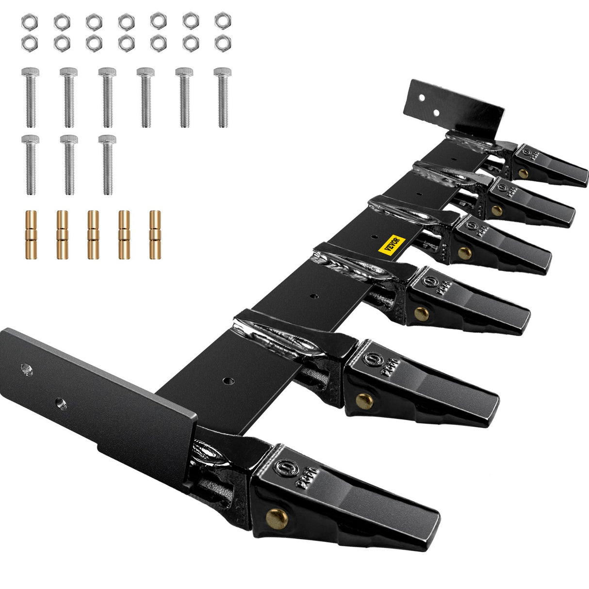 VEVOR Bucket Tooth Bar, 48in Inside Bucket Width Tractor Bucket Teeth, 9.84in Teeth Space Tooth Bar for Loader Bucket 23TF, Bolt on Tooth Bucket