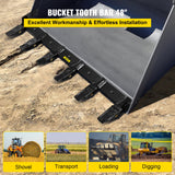 VEVOR Bucket Tooth Bar, 48in Inside Bucket Width Tractor Bucket Teeth, 9.84in Teeth Space Tooth Bar for Loader Bucket 23TF, Bolt on Tooth Bucket