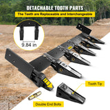 VEVOR Bucket Tooth Bar, 48in Inside Bucket Width Tractor Bucket Teeth, 9.84in Teeth Space Tooth Bar for Loader Bucket 23TF, Bolt on Tooth Bucket