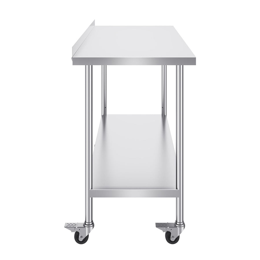 24 x 60 x 40 Inch Stainless Steel Work Table, Commercial Food Prep Worktable with Casters, Heavy Duty Prep Worktable, Metal Work Table with Adjustable Height for Restaurant, Home and Hotel
