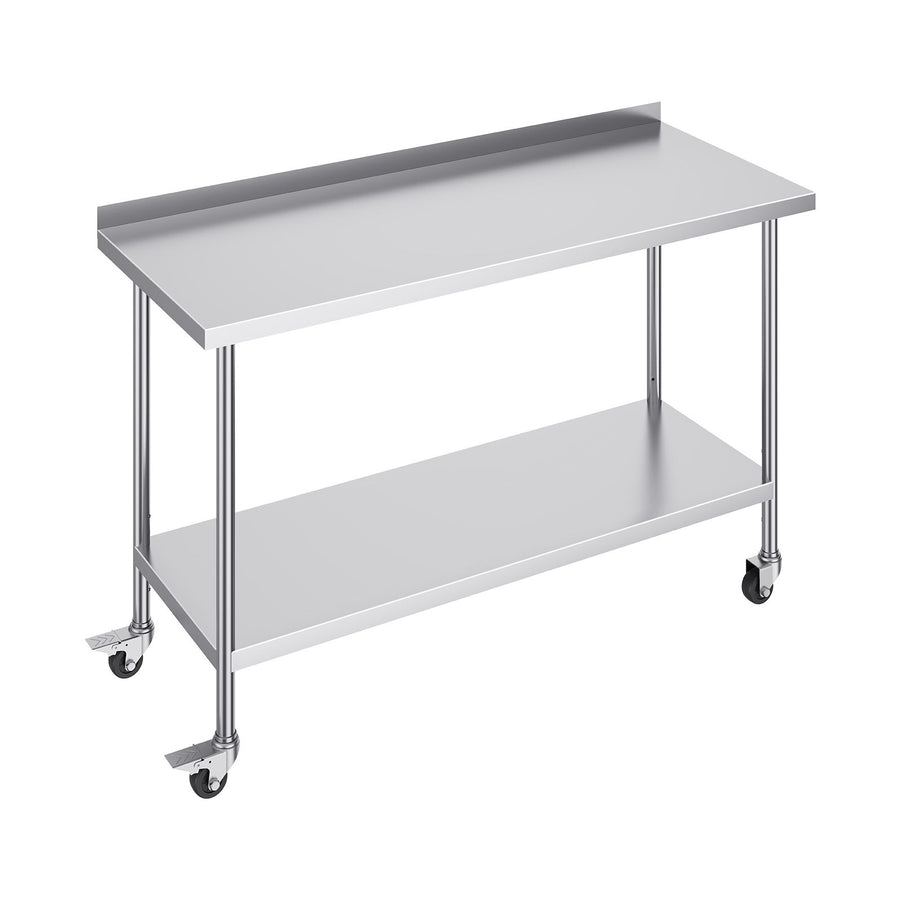 24 x 60 x 40 Inch Stainless Steel Work Table, Commercial Food Prep Worktable with Casters, Heavy Duty Prep Worktable, Metal Work Table with Adjustable Height for Restaurant, Home and Hotel
