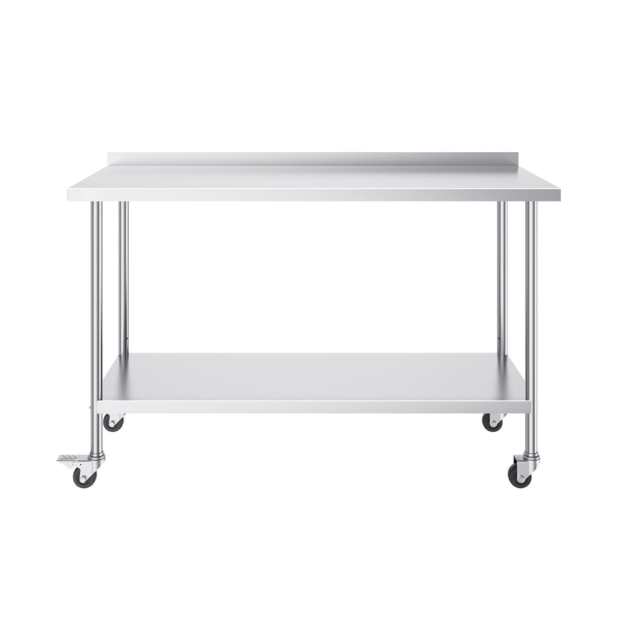 24 x 60 x 40 Inch Stainless Steel Work Table, Commercial Food Prep Worktable with Casters, Heavy Duty Prep Worktable, Metal Work Table with Adjustable Height for Restaurant, Home and Hotel