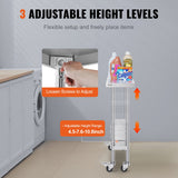 VEVOR Stainless Steel Work Table 30 x 12 x 38 Inch, with 4 Wheels, 3 Adjustable Height Levels, Heavy Duty Food Prep Worktable for Commercial Kitchen