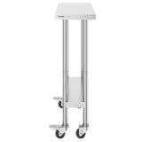 VEVOR Stainless Steel Work Table 30 x 12 x 38 Inch, with 4 Wheels, 3 Adjustable Height Levels, Heavy Duty Food Prep Worktable for Commercial Kitchen Restaurant, Silver - Extra Image