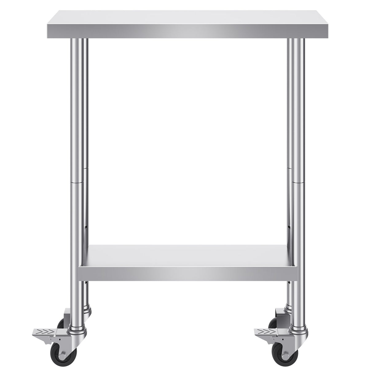 VEVOR Stainless Steel Work Table 30 x 12 x 38 Inch, with 4 Wheels, 3 Adjustable Height Levels, Heavy Duty Food Prep Worktable for Commercial Kitchen