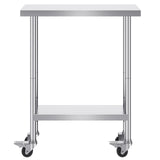 VEVOR Stainless Steel Work Table 30 x 12 x 38 Inch, with 4 Wheels, 3 Adjustable Height Levels, Heavy Duty Food Prep Worktable for Commercial Kitchen Restaurant, Silver - Extra Image