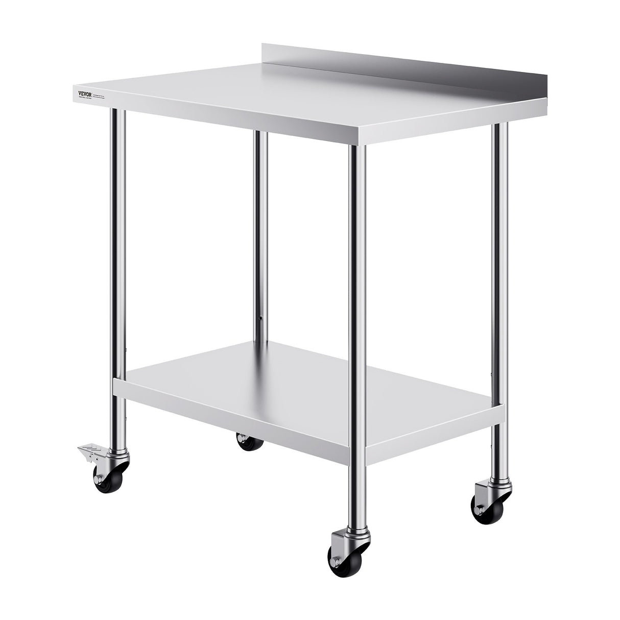 VEVOR 24 x 36 x 40 Inch Stainless Steel Work Table, Commercial Food Prep Worktable with Casters, Heavy Duty Prep Worktable, Metal Work Table with