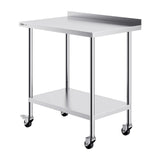 VEVOR 24 x 36 x 40 Inch Stainless Steel Work Table, Commercial Food Prep Worktable with Casters, Heavy Duty Prep Worktable, Metal Work Table with
