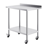 VEVOR 24 x 36 x 40 Inch Stainless Steel Work Table, Commercial Food Prep Worktable with Casters, Heavy Duty Prep Worktable, Metal Work Table with Adjustable Height for Restaurant, Home and Hotel