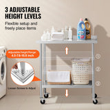 VEVOR 24 x 36 x 40 Inch Stainless Steel Work Table, Commercial Food Prep Worktable with Casters, Heavy Duty Prep Worktable, Metal Work Table with