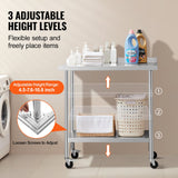 VEVOR 24 x 36 x 40 Inch Stainless Steel Work Table, Commercial Food Prep Worktable with Casters, Heavy Duty Prep Worktable, Metal Work Table with Adjustable Height for Restaurant, Home and Hotel - 45-Degree Angle