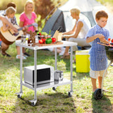 VEVOR 24 x 36 x 40 Inch Stainless Steel Work Table, Commercial Food Prep Worktable with Casters, Heavy Duty Prep Worktable, Metal Work Table with Adjustable Height for Restaurant, Home and Hotel - Low Angle