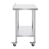 VEVOR 24 x 36 x 40 Inch Stainless Steel Work Table, Commercial Food Prep Worktable with Casters, Heavy Duty Prep Worktable, Metal Work Table with