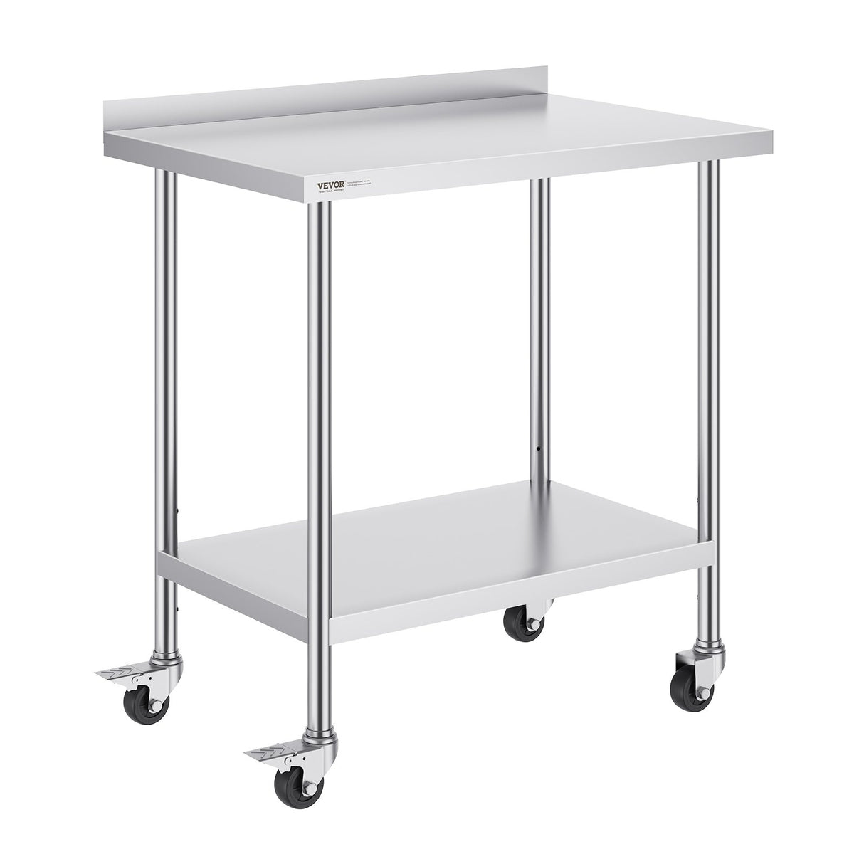 VEVOR 24 x 36 x 40 Inch Stainless Steel Work Table, Commercial Food Prep Worktable with Casters, Heavy Duty Prep Worktable, Metal Work Table with