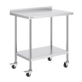 VEVOR 24 x 36 x 40 Inch Stainless Steel Work Table, Commercial Food Prep Worktable with Casters, Heavy Duty Prep Worktable, Metal Work Table with