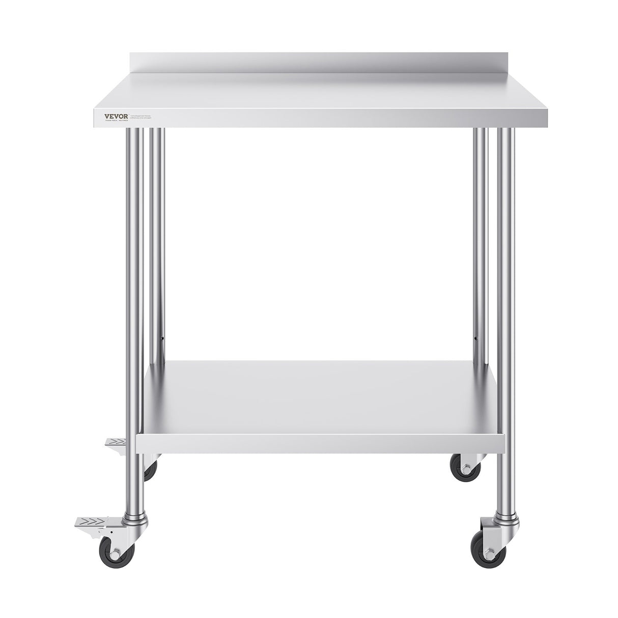 VEVOR 24 x 36 x 40 Inch Stainless Steel Work Table, Commercial Food Prep Worktable with Casters, Heavy Duty Prep Worktable, Metal Work Table with