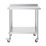VEVOR 24 x 36 x 40 Inch Stainless Steel Work Table, Commercial Food Prep Worktable with Casters, Heavy Duty Prep Worktable, Metal Work Table with