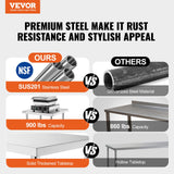 VEVOR 24 x 60 x 36 Inch Stainless Steel Work Table, Commercial Food Prep Worktable Heavy Duty Prep Worktable, Metal Work Table with Adjustable Height