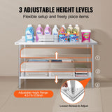 VEVOR 24 x 60 x 36 Inch Stainless Steel Work Table, Commercial Food Prep Worktable Heavy Duty Prep Worktable, Metal Work Table with Adjustable Height for Restaurant, Home and Hotel - 45-Degree Angle