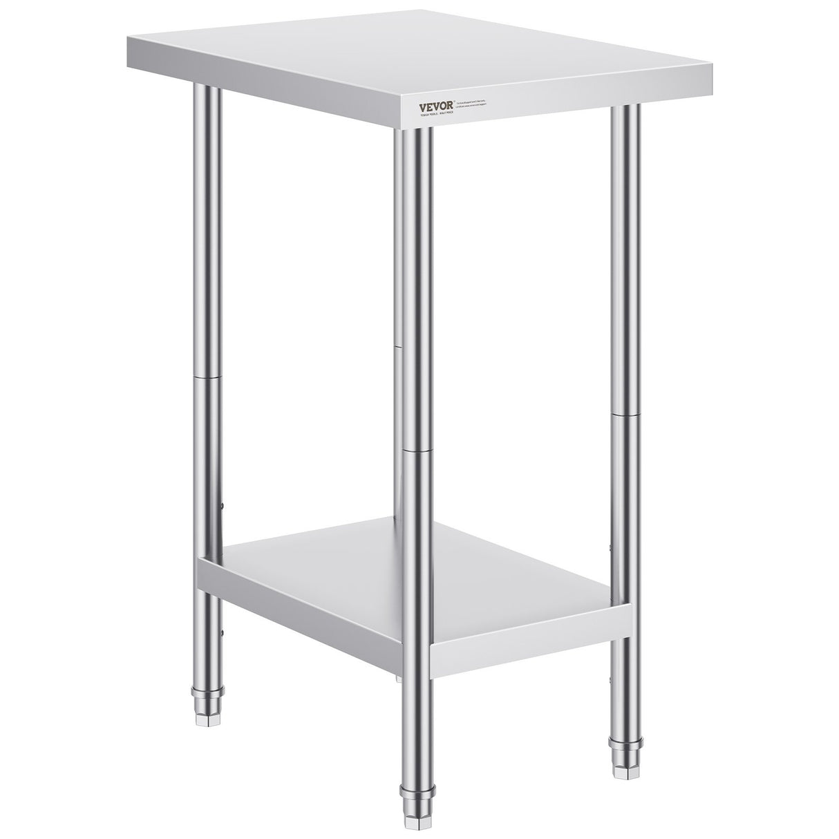 VEVOR Stainless Steel Prep Table, 24 x 18 x 34 Inch, Heavy Duty Metal Worktable with 3 Adjustable Height Levels, Commercial Workstation for Kitchen