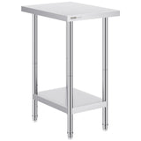 VEVOR Stainless Steel Prep Table, 24 x 18 x 34 Inch, Heavy Duty Metal Worktable with 3 Adjustable Height Levels, Commercial Workstation for Kitchen