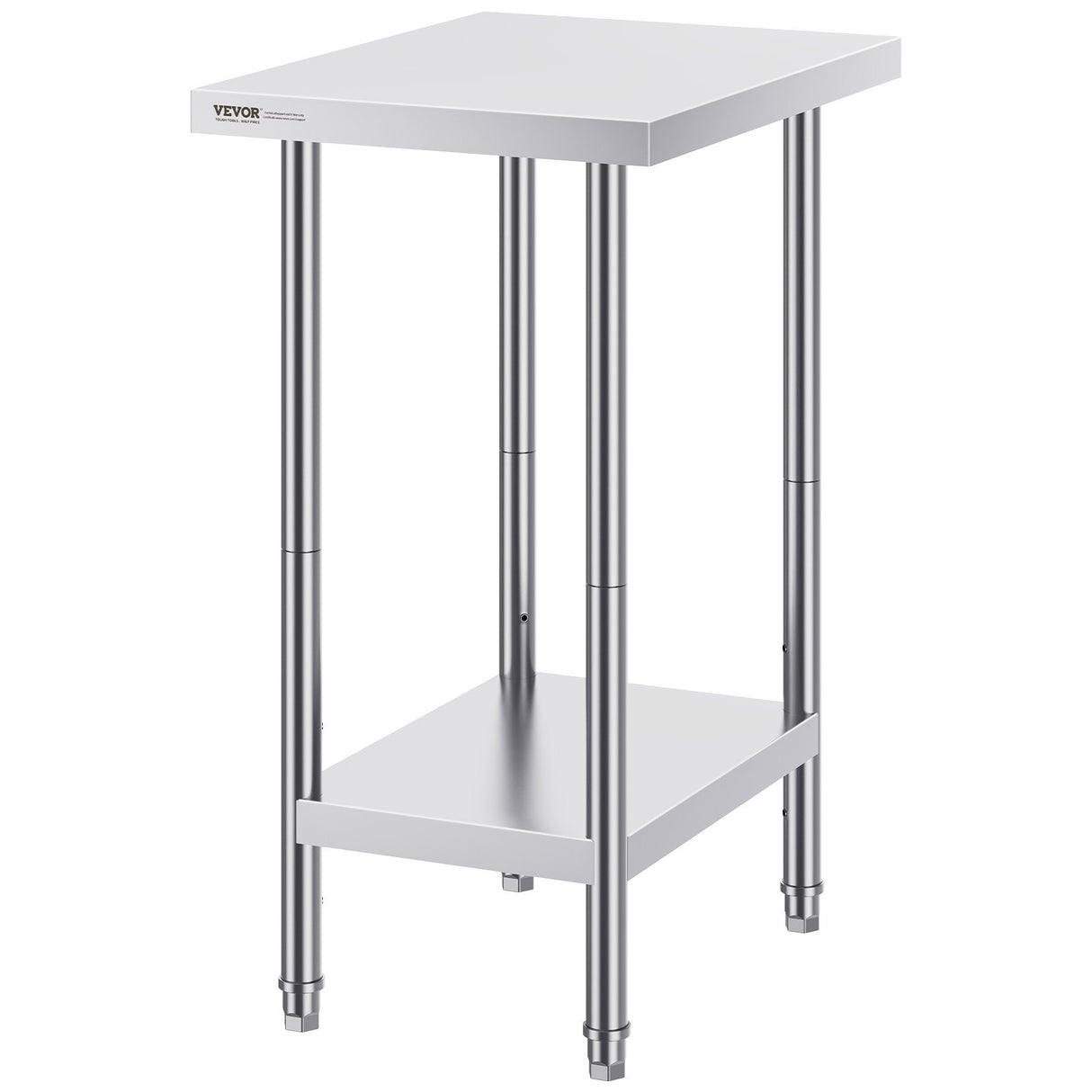 VEVOR Stainless Steel Prep Table, 24 x 18 x 34 Inch, Heavy Duty Metal Worktable with 3 Adjustable Height Levels, Commercial Workstation for Kitchen