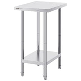 VEVOR Stainless Steel Prep Table, 24 x 18 x 34 Inch, Heavy Duty Metal Worktable with 3 Adjustable Height Levels, Commercial Workstation for Kitchen