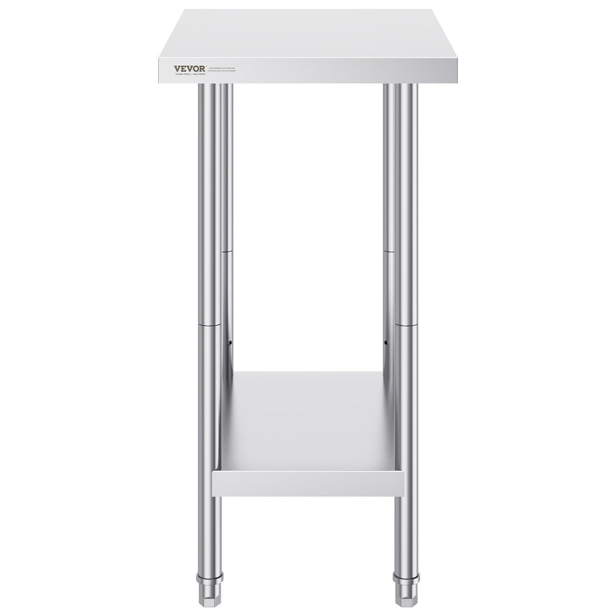 VEVOR Stainless Steel Prep Table, 24 x 18 x 34 Inch, Heavy Duty Metal Worktable with 3 Adjustable Height Levels, Commercial Workstation for Kitchen