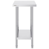 VEVOR Stainless Steel Prep Table, 24 x 18 x 34 Inch, Heavy Duty Metal Worktable with 3 Adjustable Height Levels, Commercial Workstation for Kitchen