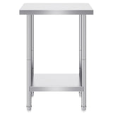 VEVOR Stainless Steel Prep Table, 24 x 18 x 34 Inch, Heavy Duty Metal Worktable with 3 Adjustable Height Levels, Commercial Workstation for Kitchen