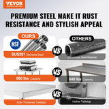VEVOR Stainless Steel Prep Table, 24 x 72 x 34 Inch, Heavy Duty Metal Worktable with 3 Adjustable Height Levels, Commercial Workstation for Kitchen