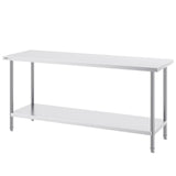 VEVOR Stainless Steel Prep Table, 24 x 72 x 34 Inch, Heavy Duty Metal Worktable with 3 Adjustable Height Levels, Commercial Workstation for Kitchen