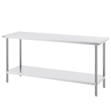 VEVOR Stainless Steel Prep Table, 24 x 72 x 34 Inch, Heavy Duty Metal Worktable with 3 Adjustable Height Levels, Commercial Workstation for Kitchen Garage Restaurant Backyard - Extra Image